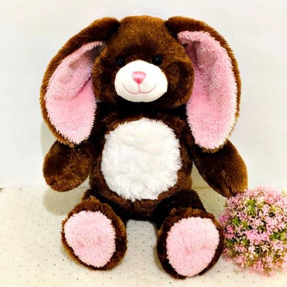 Build A Bear Bunny Rabbit 16" Brown Pink Sparkle - Picture 1 of 11